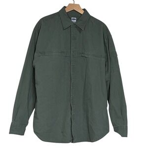 Old Navy Men's Large Green‎ Ripstop Utility Shirt Long Sleeve Military Rugged